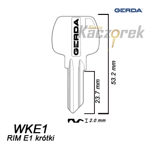 Gerda 035 - klucz surowy - WKE1 / RIM E1 krótki